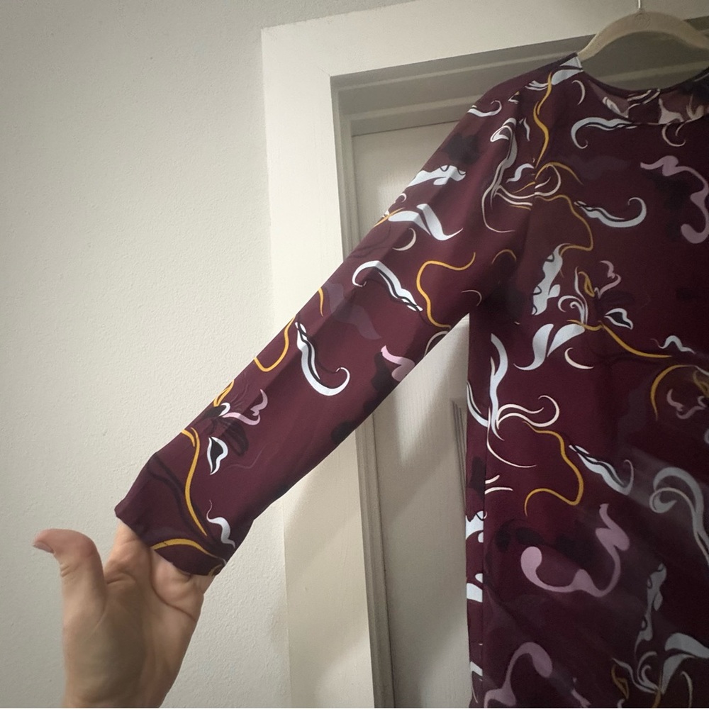 Halogen Maroon And White Patterned Midi Dress - image 2